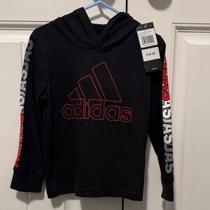 Adidas Kids Black Hoodie with Red Accents